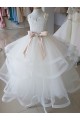 Ivoire Princesse Col Haut Tulle Dentelle Longue Robes de demoiselle d'honneur - fillette en Gros
