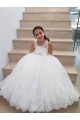 Ivoire Princesse Col Haut Tulle Dentelle Longue Robes de demoiselle d'honneur - fillette en Gros
