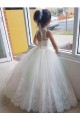 Ivoire Princesse Col Haut Tulle Dentelle Longue Robes de demoiselle d'honneur - fillette en Gros