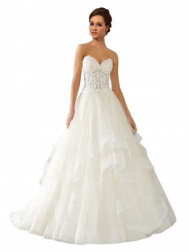 Ivoire Princesse Satiné Tulle Dentelle Robes de mariée en Gros