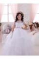 Ivoire Princesse Tulle Dentelle Longue Robes de demoiselle d'honneur - fillette en Gros