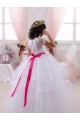 Ivoire Princesse Tulle Dentelle Longue Robes de demoiselle d'honneur - fillette en Gros