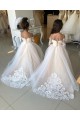 Ivoire Princesse Tulle Dentelle Longue Robes de demoiselle d'honneur - fillette en Gros