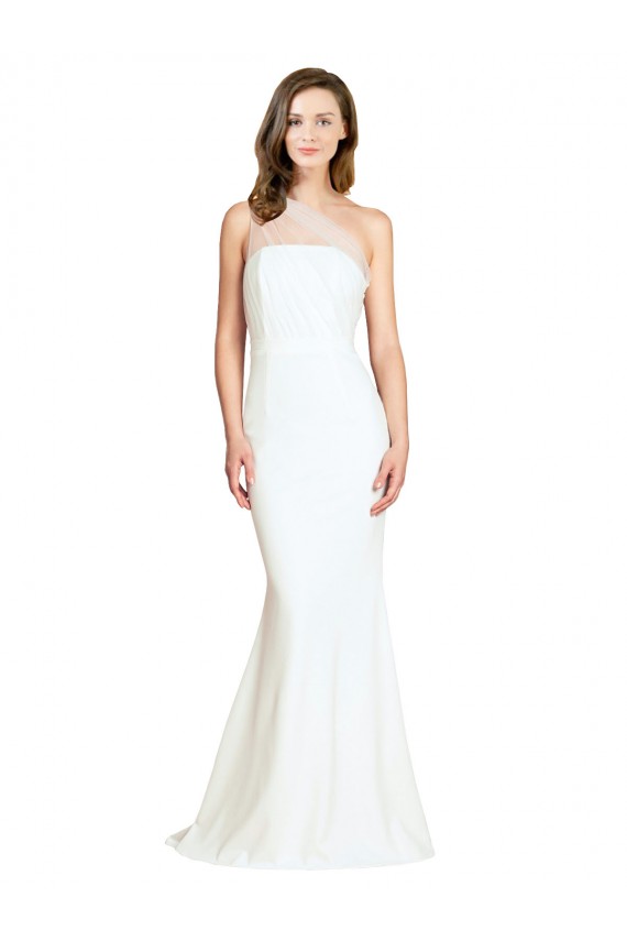 Ivoire Sirène Balayage train Crêpe Stretch Tulle Longue Formelles Robes demoiselle d'honneur / Robes de soirée en Gros