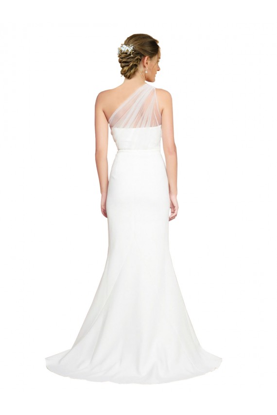 Ivoire Sirène Balayage train Crêpe Stretch Tulle Longue Formelles Robes demoiselle d'honneur / Robes de soirée en Gros