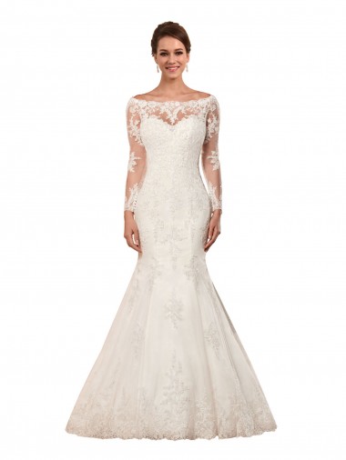 Ivoire Sirène Bateau Dentelle Robes de mariée en Gros