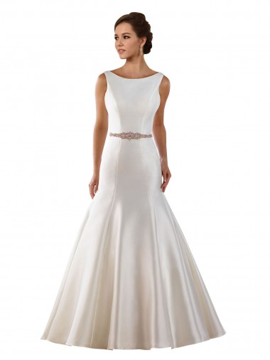 Ivoire Sirène Bateau Satiné Robes de mariée en Gros