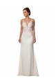 Ivoire Sirène Col V Dentelle Crêpe Stretch Robes de mariée en Gros