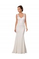 Ivoire Sirène Col V Dentelle Crêpe Stretch Robes de mariée en Gros