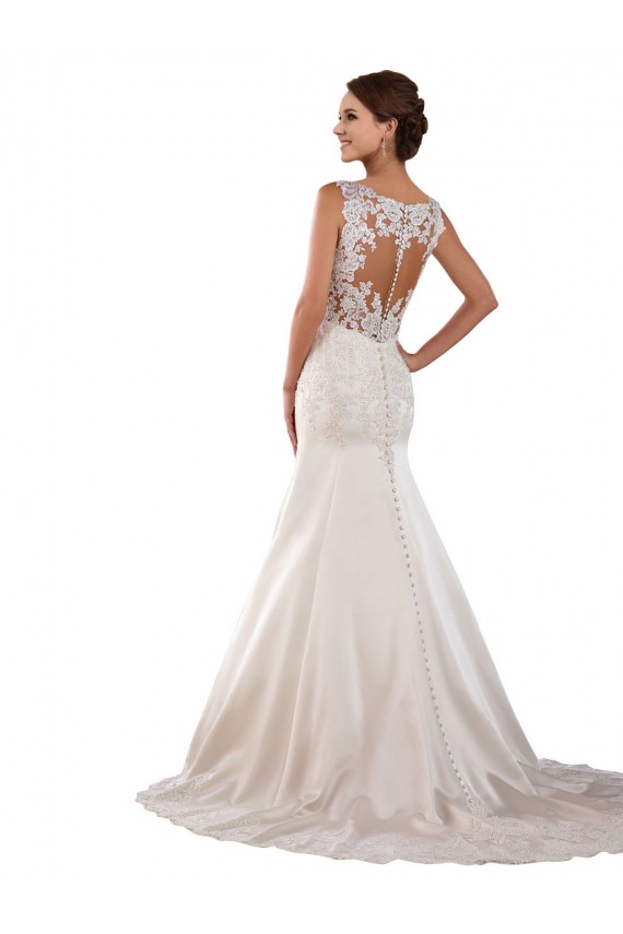 Ivoire Sirène Col V Satiné Classique Robes de mariée en Gros
