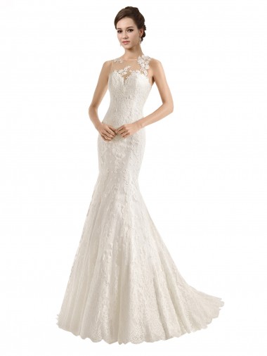 Ivoire Sirène Illusion Dentelle Robes de mariée en Gros