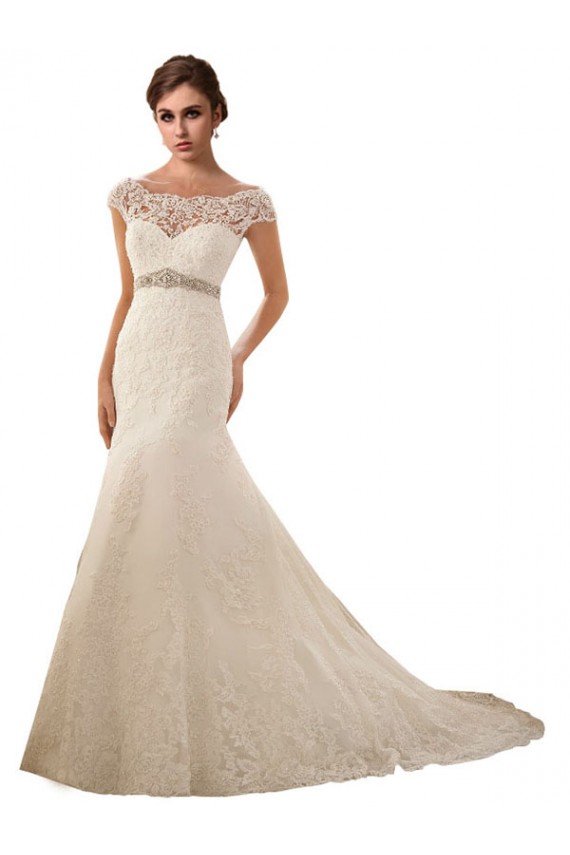 Ivoire Sirène Illusion Tulle Dentelle Robes de mariée en Gros