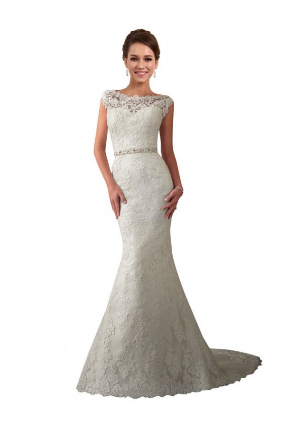 Ivoire Sirène Illusion Tulle Dentelle Robes de mariée en Gros