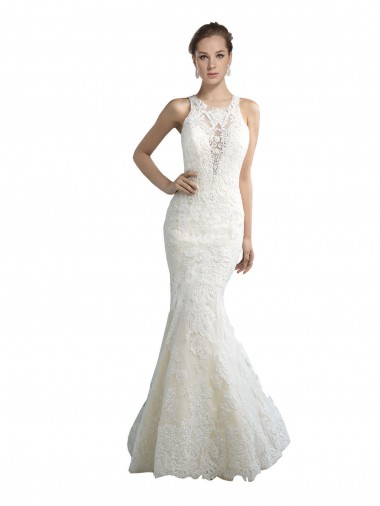 Ivoire Sirène Illusion Tulle Plage Robes de mariée en Gros