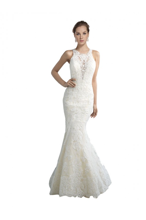 Ivoire Sirène Illusion Tulle Plage Robes de mariée en Gros