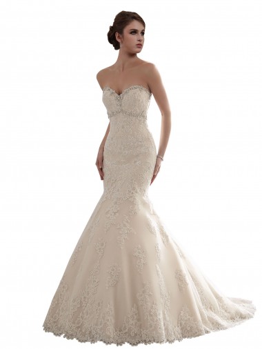 Ivoire Sirène Tulle Dentelle Classique Robes de mariée en Gros