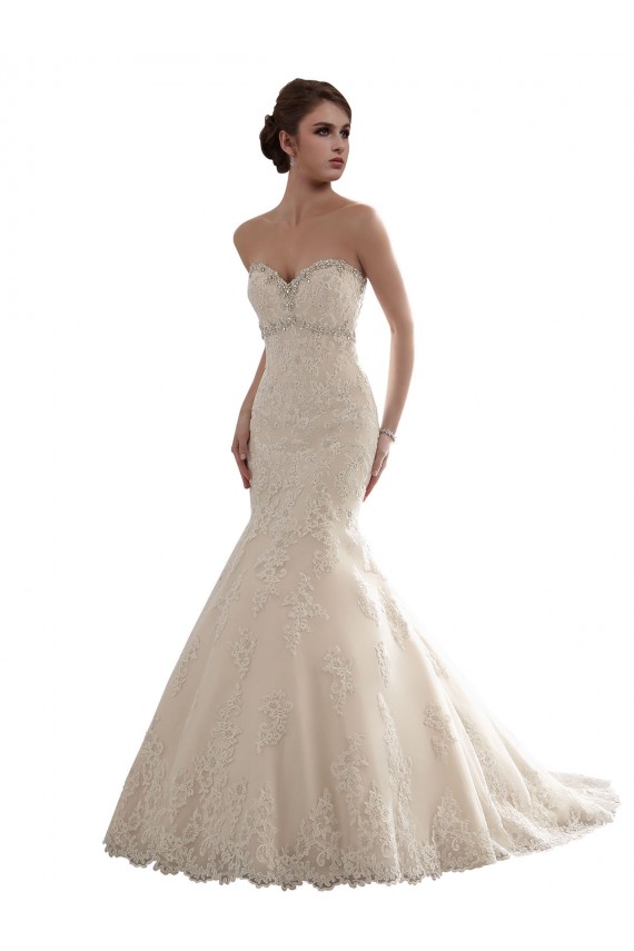 Ivoire Sirène Tulle Dentelle Classique Robes de mariée en Gros