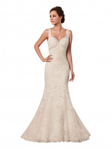 Ivoire Sirène Tulle Dentelle Robes de mariée en Gros