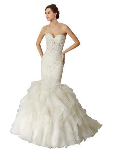 Ivoire Sirène Tulle Robes de mariée en Gros