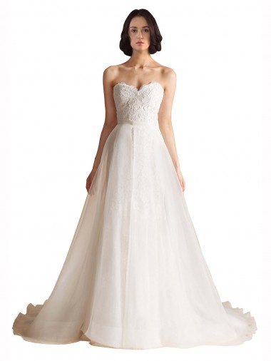 Ivoire Trapèze Balayage train Tulle Robes de mariée en Gros