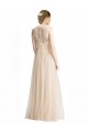 Ivoire Trapèze Bateau Illusion Tulle Dentelle Longue Robes demoiselle d'honneur en Gros