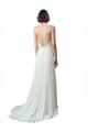 Ivoire Trapèze Bretelles spaghetti Col V Mousseline Dentelle Plage Robes de mariée en Gros