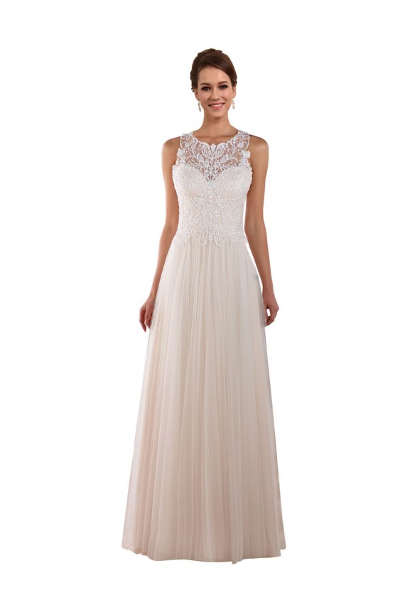 Ivoire Trapèze Col Haut Tulle Dentelle Boho Robes de mariée en Gros