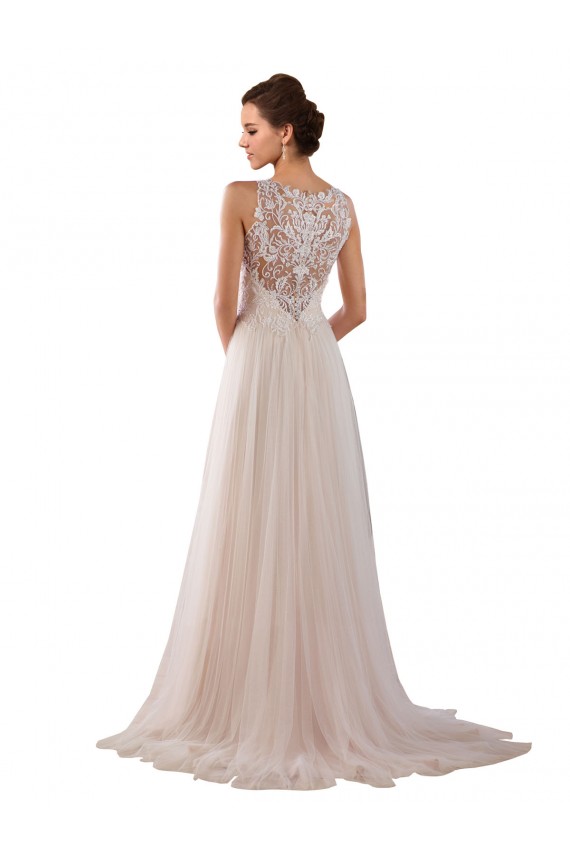 Ivoire Trapèze Col Haut Tulle Dentelle Boho Robes de mariée en Gros