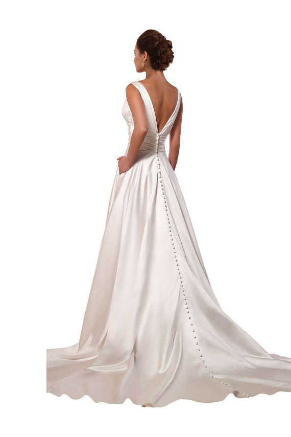 Ivoire Trapèze Col V Satiné Robes de mariée en Gros