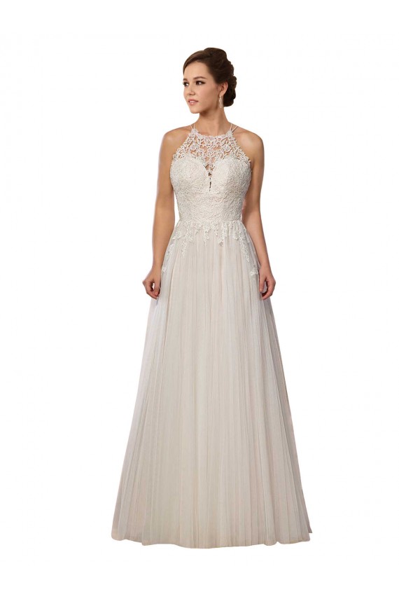 Ivoire Trapèze Illusion Balayage train Tulle Robes de mariée en Gros