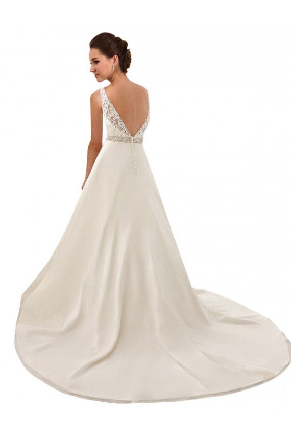 Ivoire Trapèze Illusion Dentelle Robes de mariée en Gros