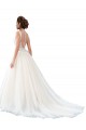 Ivoire Trapèze Illusion Traîne cathédrale Tulle Dentelle Plage Robes de mariée en Gros
