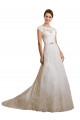 Ivoire Trapèze Illusion Tulle Dentelle Classique Robes de mariée en Gros