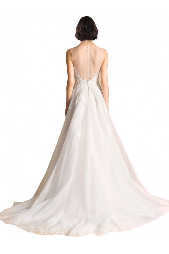 Ivoire Trapèze Illusion Tulle Robes de mariée en Gros
