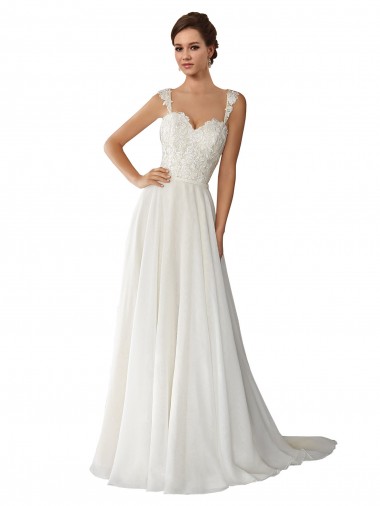Ivoire Trapèze Mousseline Dentelle Robes de mariée en Gros