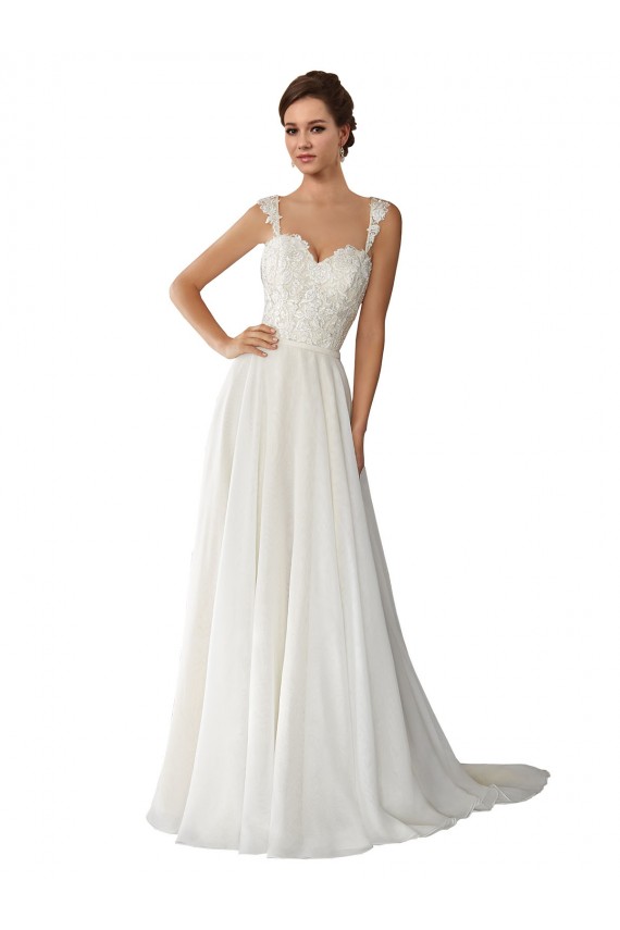 Ivoire Trapèze Mousseline Dentelle Robes de mariée en Gros