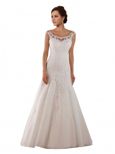 Ivoire Trapèze Scoop Tulle Robes de mariée en Gros