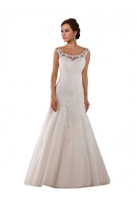 Ivoire Trapèze Scoop Tulle Robes de mariée en Gros