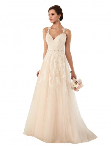 Ivoire Trapèze Tulle Dentelle Robes de mariée en Gros