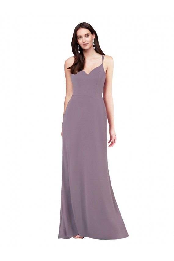 Lavande foncée Colonne Mousseline Longue Formelles Robes demoiselle d'honneur / Robes de soirée en Gros