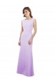 Lilas Colonne Col rond Mousseline Longue Robes demoiselle d'honneur en Gros
