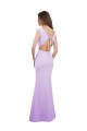 Lilas Colonne Col rond Mousseline Longue Robes demoiselle d'honneur en Gros
