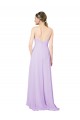 Lilas Fourreau Col V Mousseline Longue Asymétrique Robes demoiselle d'honneur en Gros