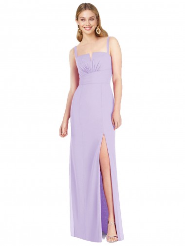 Lilas Sirène Bretelles spaghetti Col V Sans bretelle Mousseline Longue Robes demoiselle d'honneur en Gros