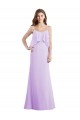Lilas Trapèze Bretelles spaghetti Scoop Mousseline Longue Robes demoiselle d'honneur en Gros