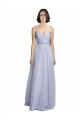 Lilas Trapèze Bretelles spaghetti Tulle Longue Robes demoiselle d'honneur en Gros