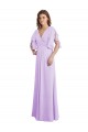 Lilas Trapèze Col V Mousseline Longue Robes demoiselle d'honneur en Gros