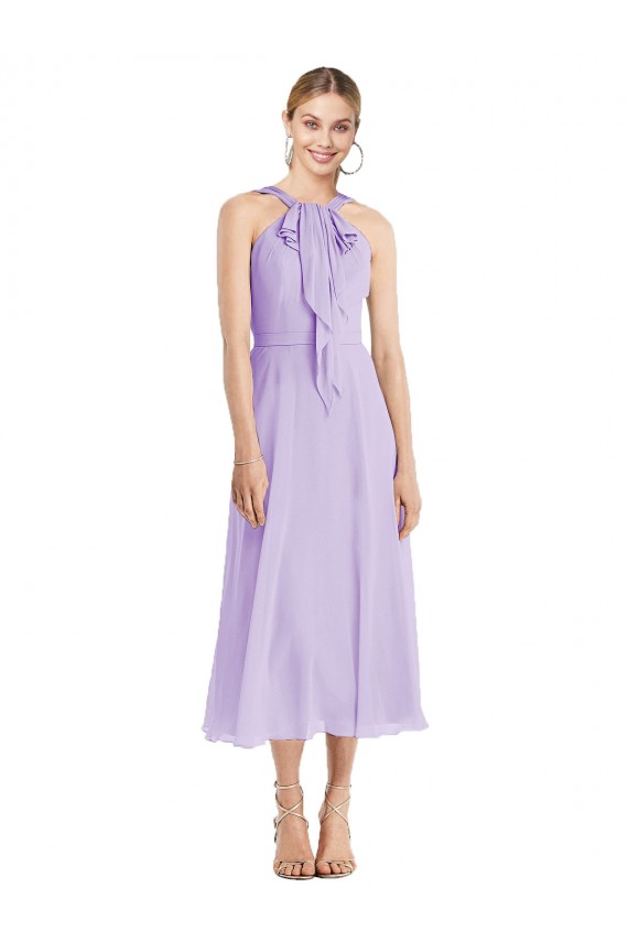 Lilas Trapèze Licou Mousseline Courte Robes demoiselle d'honneur / Robes de cocktail en Gros