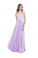 Lilas Trapèze Licou Mousseline Longue Robes demoiselle d'honneur en Gros