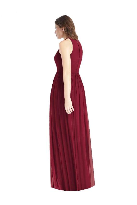 Lilas Trapèze Licou Mousseline Longue Robes demoiselle d'honneur en Gros